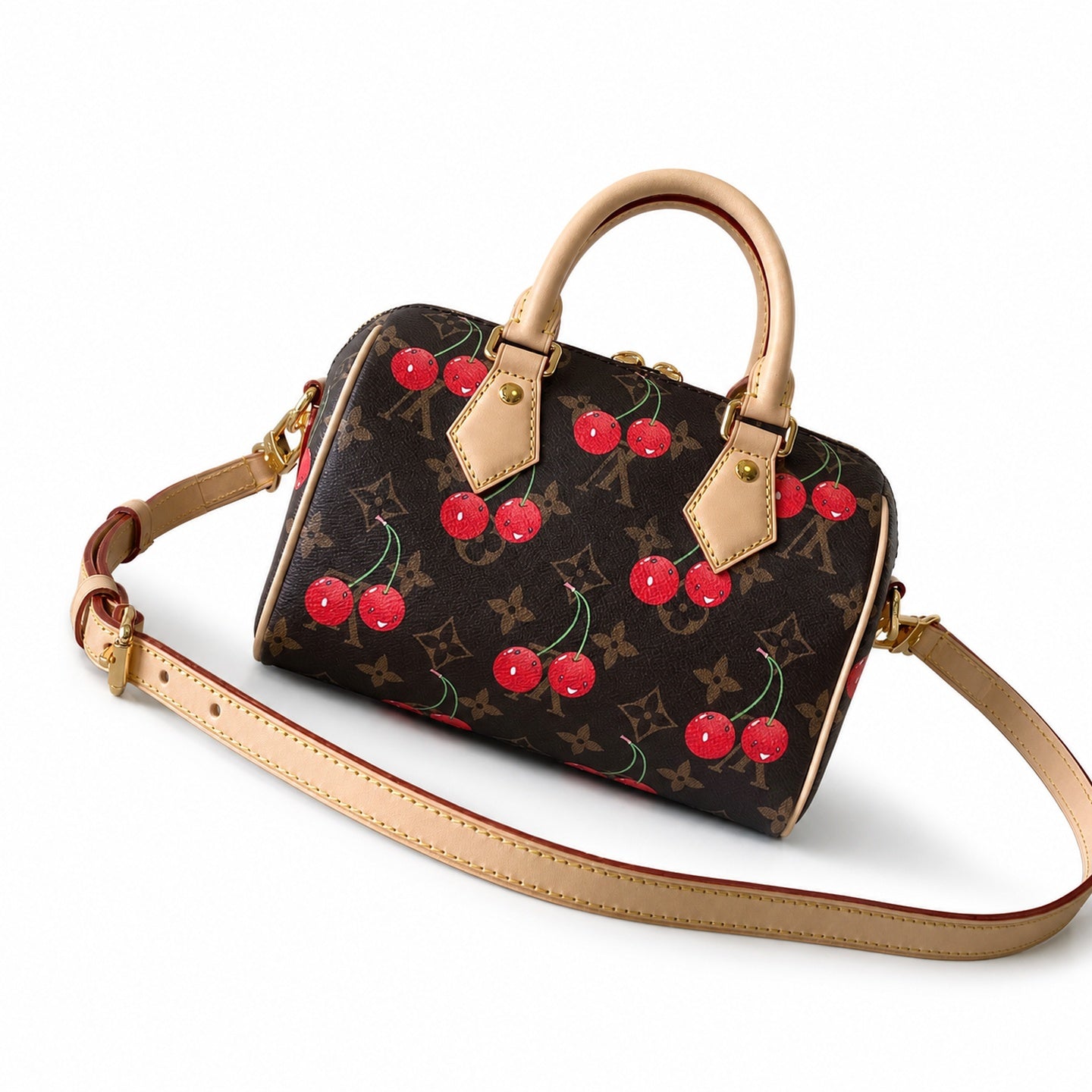 Louis Vuitton Speedy Bandouliere Takashi Murakami Canvas Leather Handbag