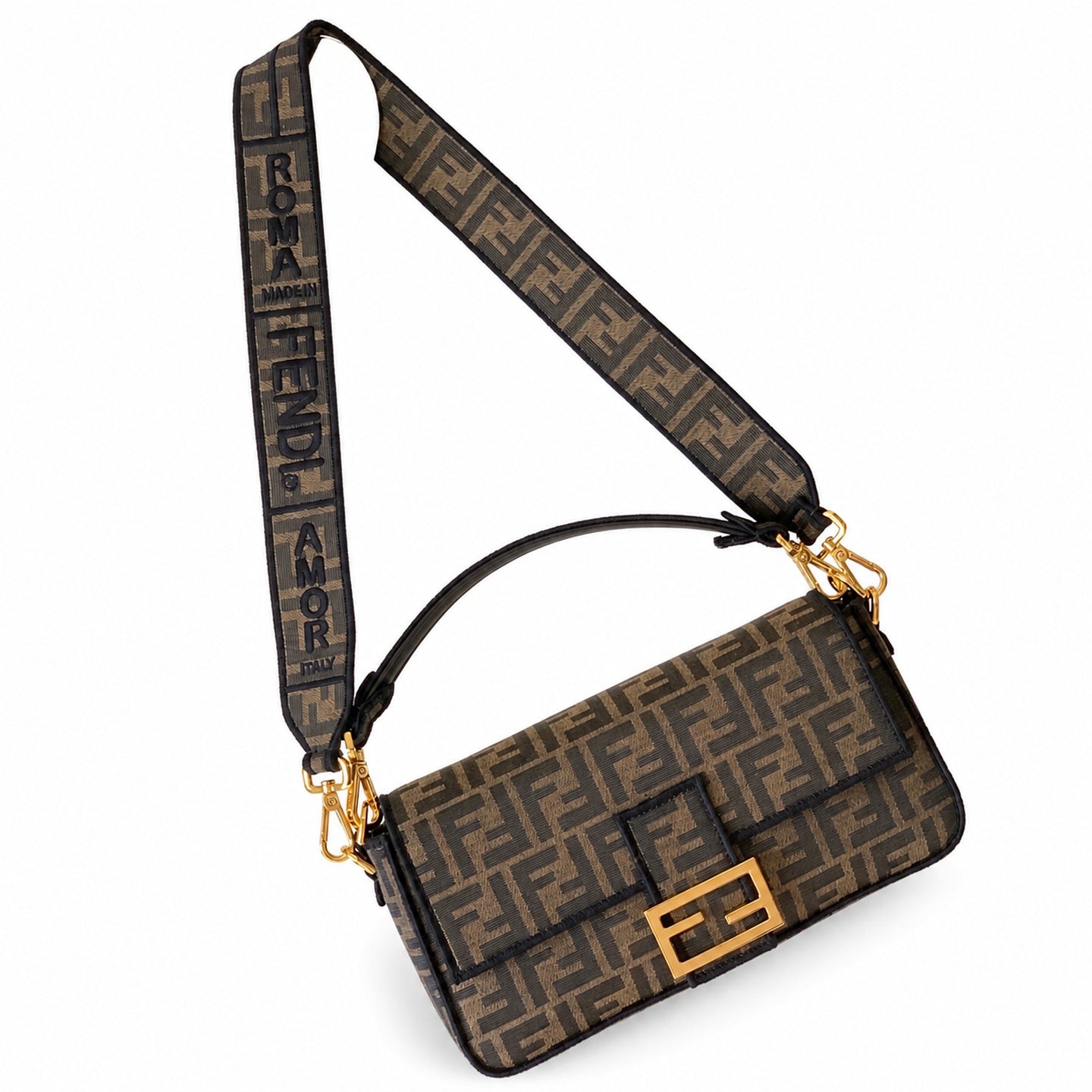 Fendi Baguette Embroidered Black Handbag