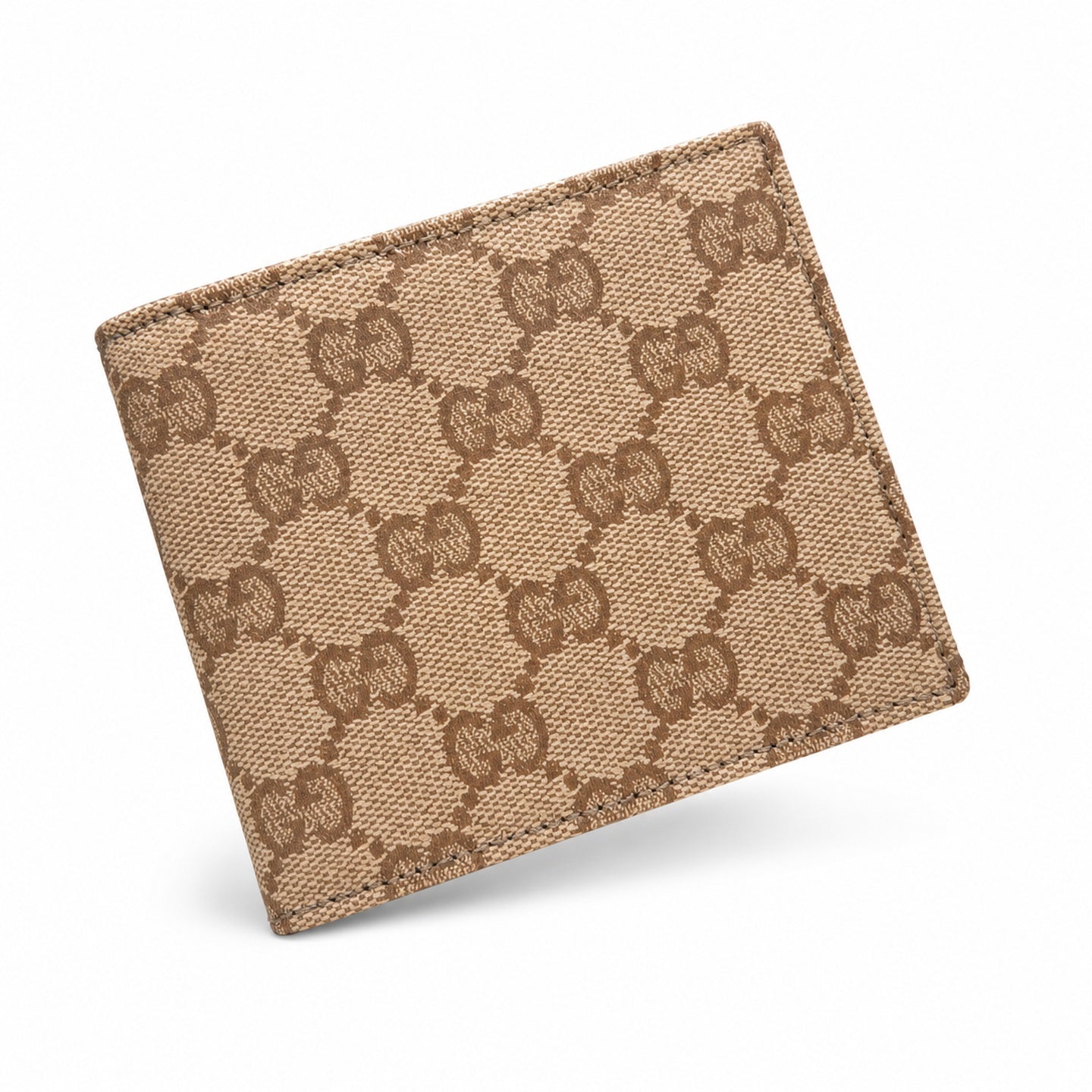 Gucci Canvas Leather Brown Gold Wallet