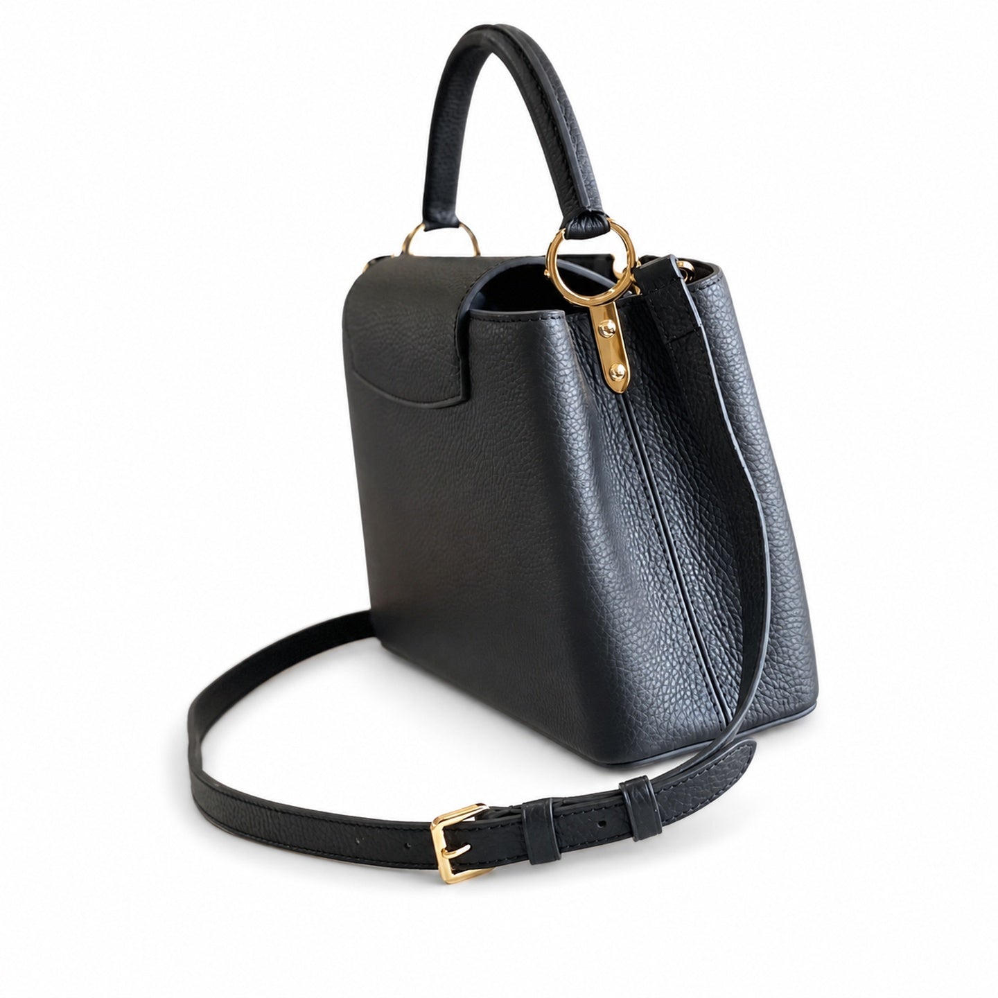 Louis Vuitton Capucines Medium Snakeskin Leather Black Gold Handbag