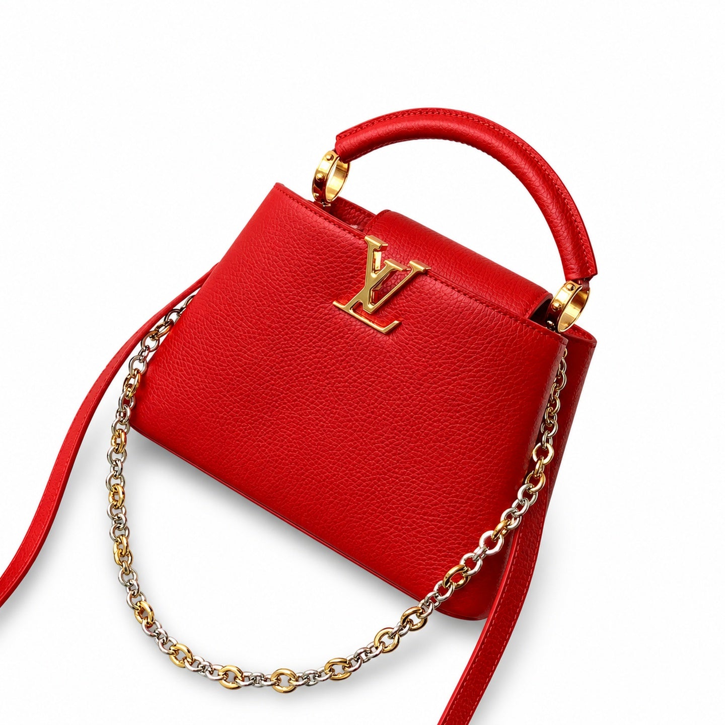 Louis Vuitton Capucines Small Leather Red Handbag