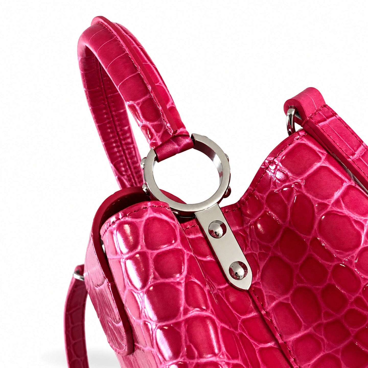 Louis Vuitton Capucines Medium Croc-Embossed Leather Pink Silver Handbag