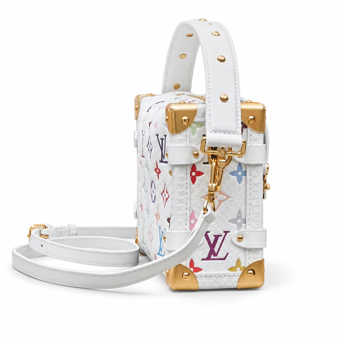 Louis Vuitton Side Trunk Medium Leather White Handbag