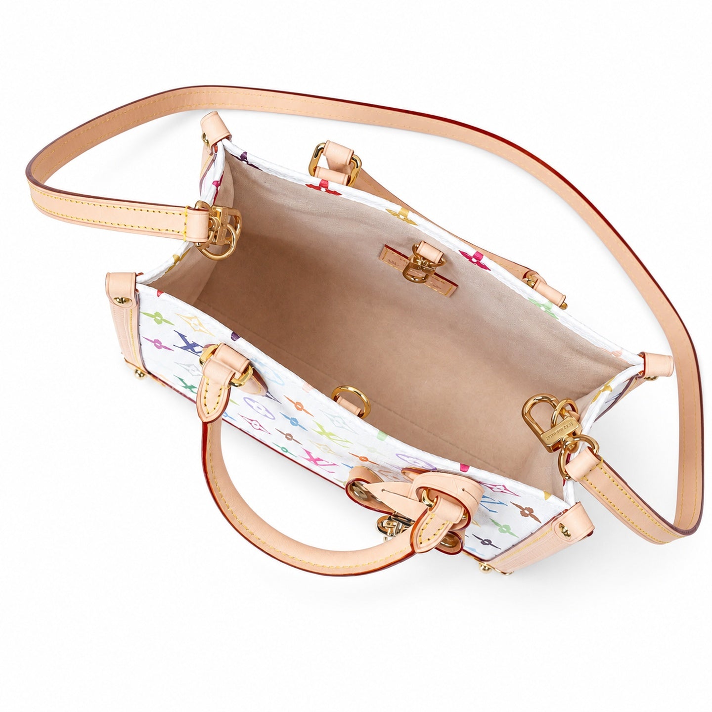 Louis Vuitton OnTheGo Small Canvas Leather White Handbag