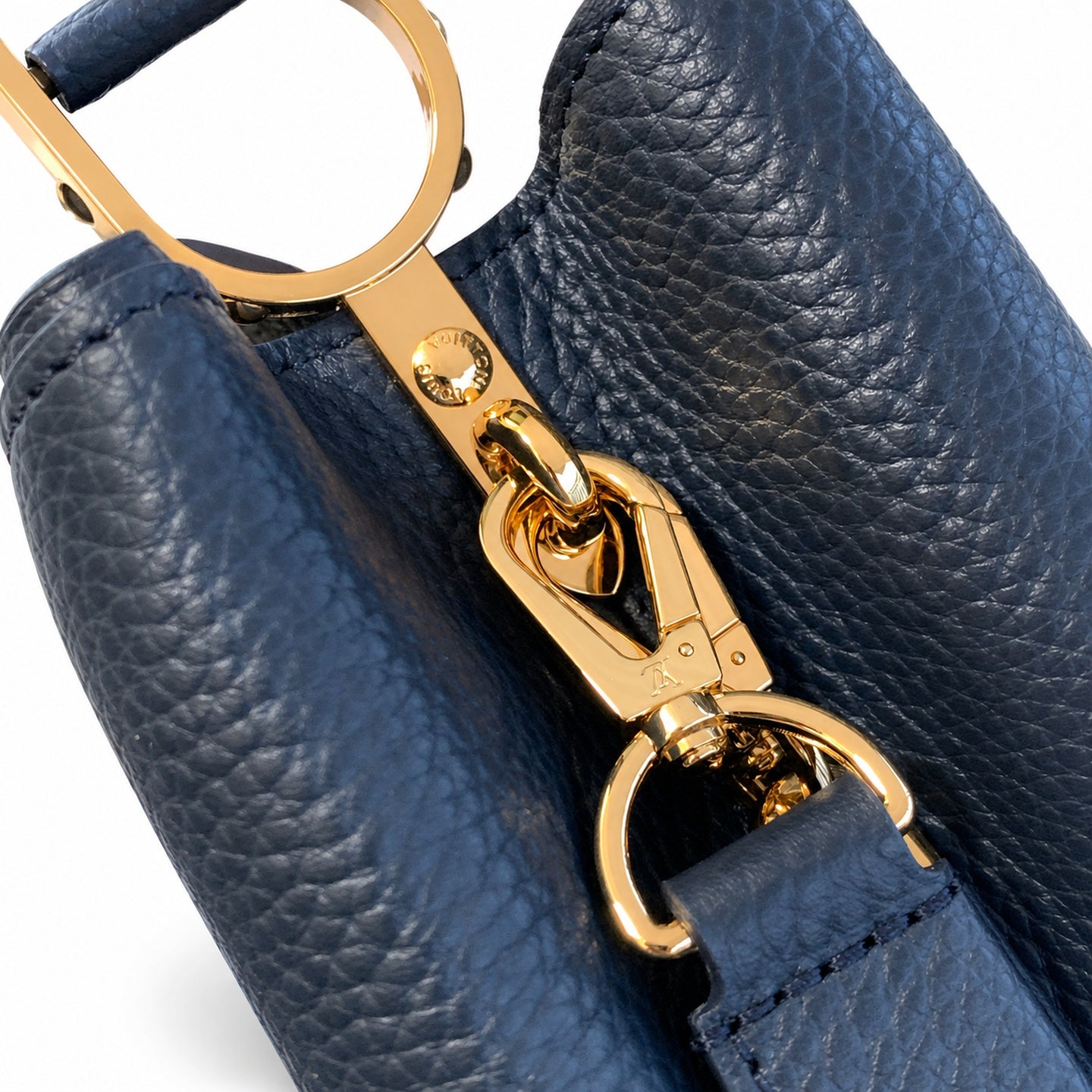 Louis Vuitton Capucines Small Leather Blue Gold Handbag