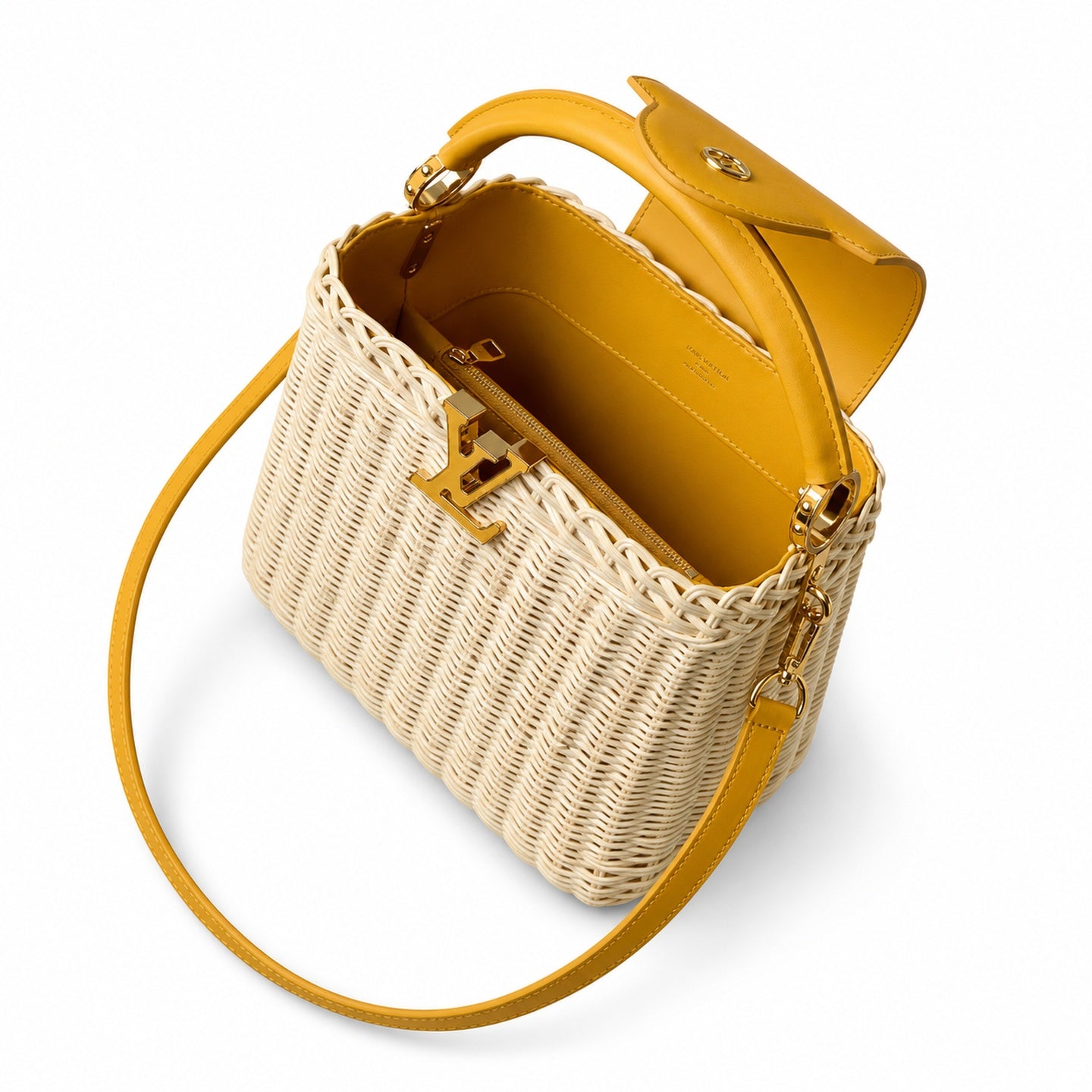 Louis Vuitton Capucines Small Leather Yellow Handbag