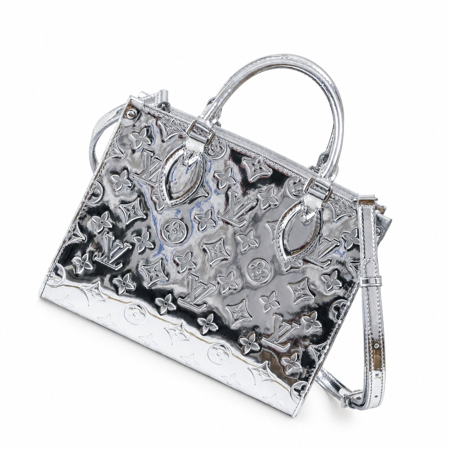 Louis Vuitton OnTheGo Small Canvas Silver Handbag