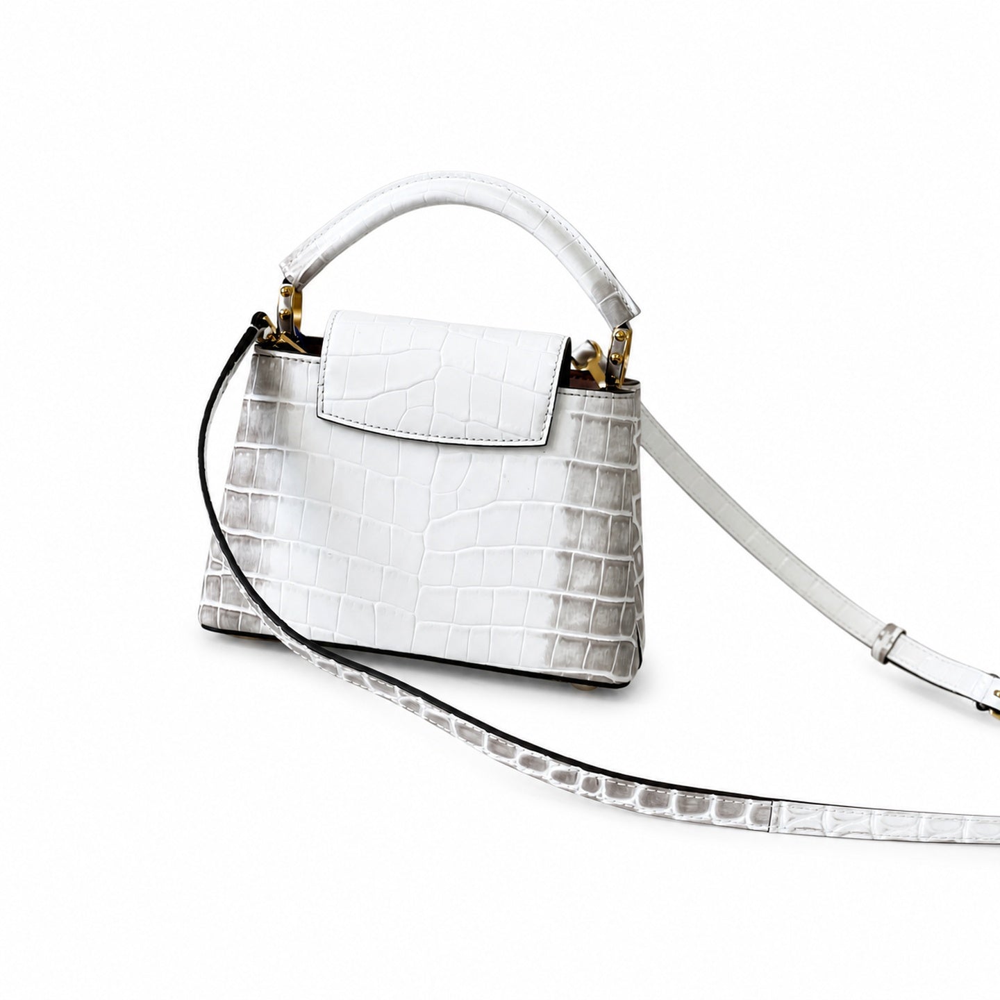 Louis Vuitton Capucines Mini Leather White Gold Handbag