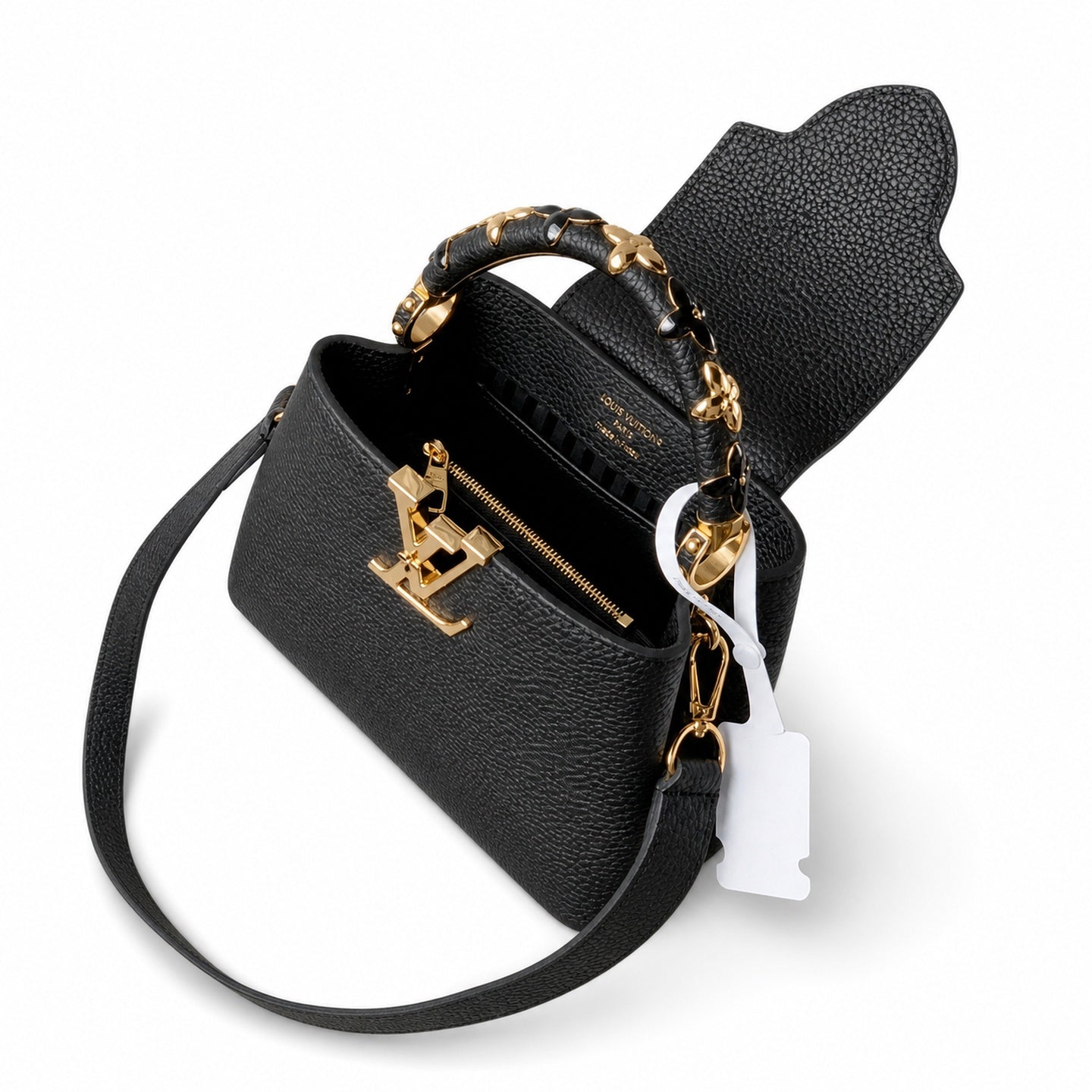 Louis Vuitton Capucines Mini Leather Black Gold Handbag