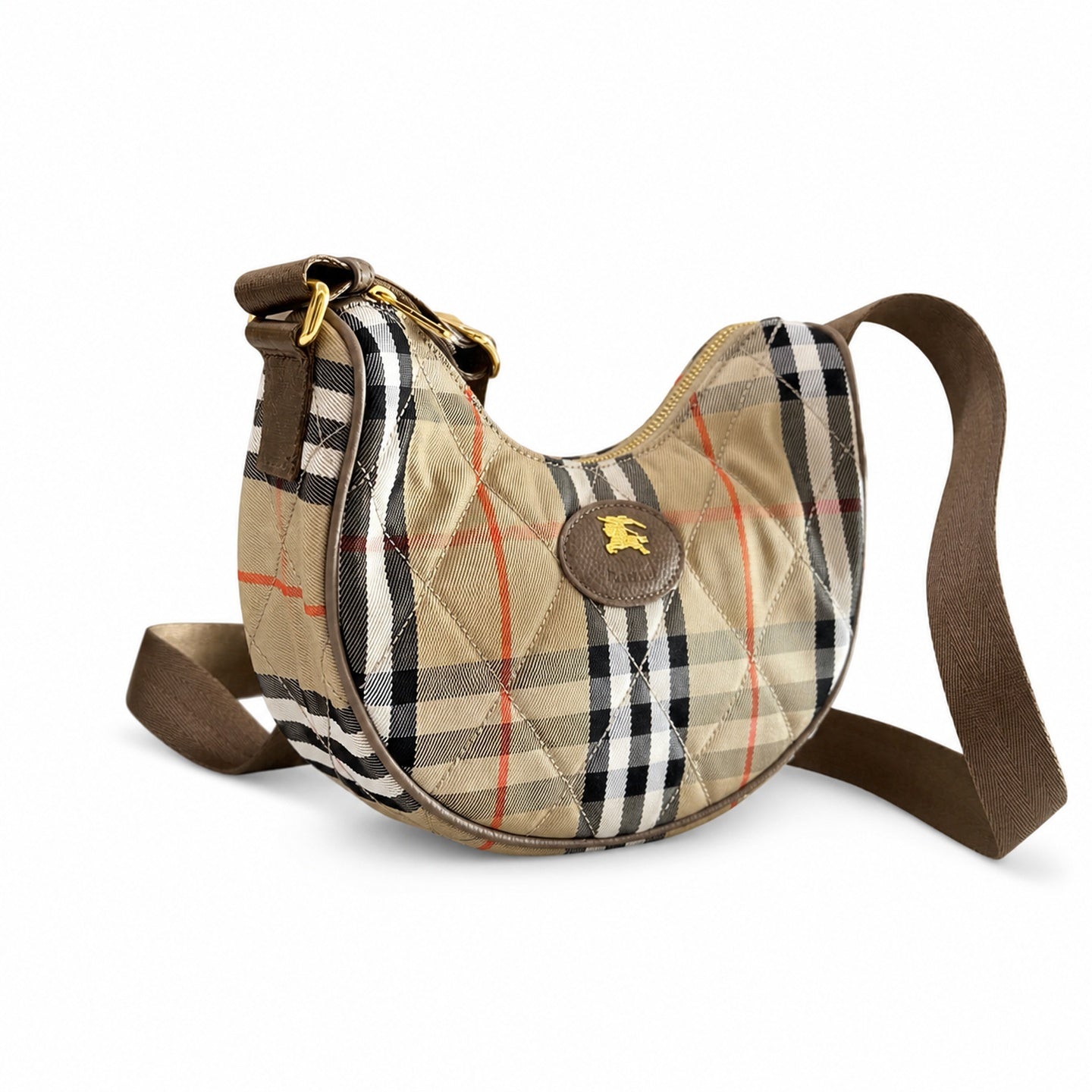 Burberry Horseshoe Quilted Check Crossbody Bag