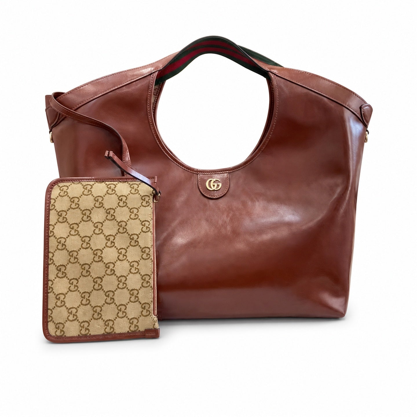 Gucci Giglio Large Leather Brown Tote Bag