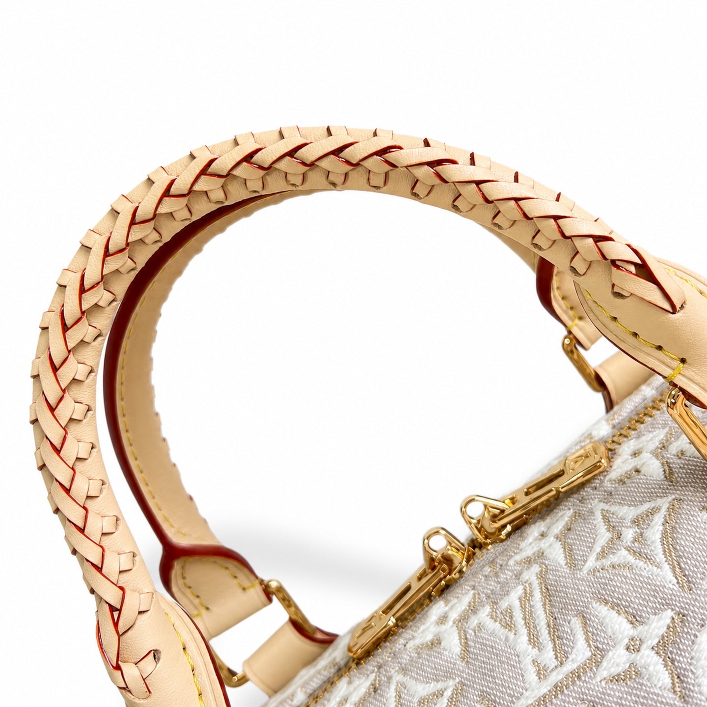 Louis Vuitton Speedy Embroidered Canvas Jacquard Leather Handbag