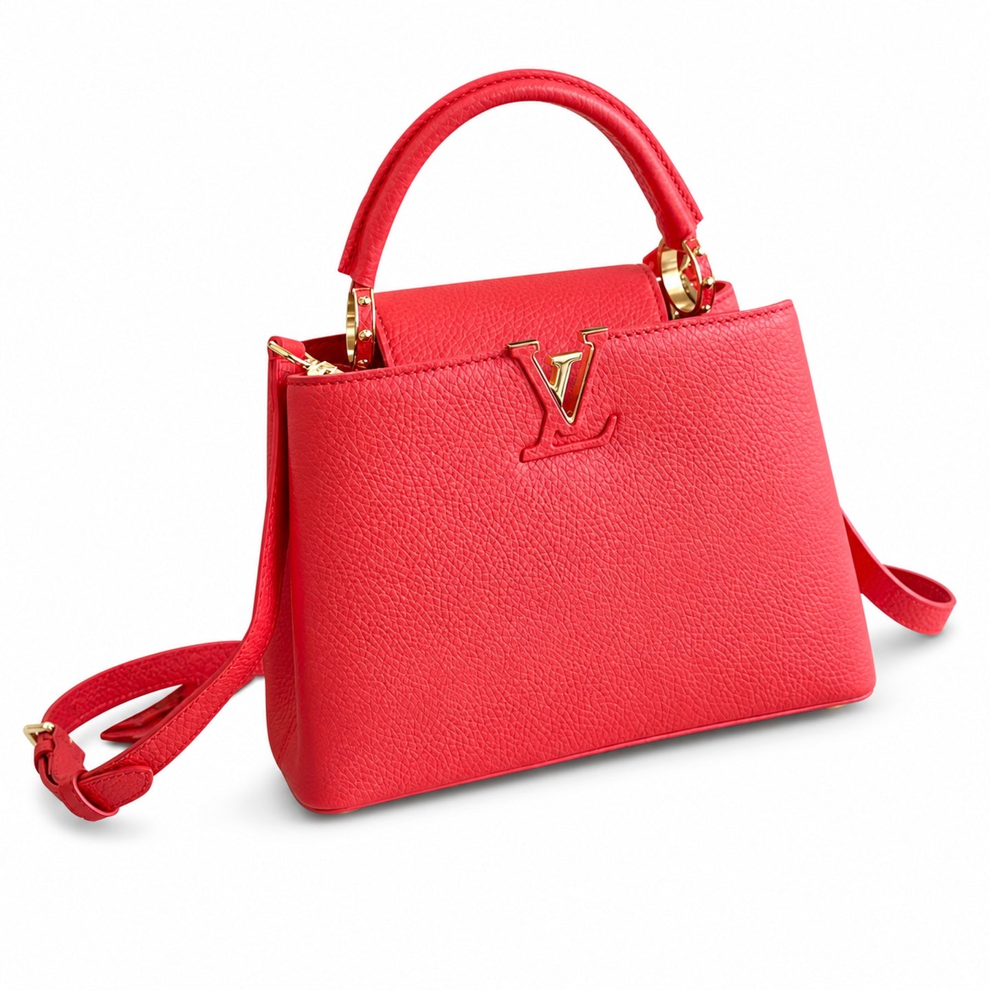 Louis Vuitton Capucines Small Leather Red Gold Handbag