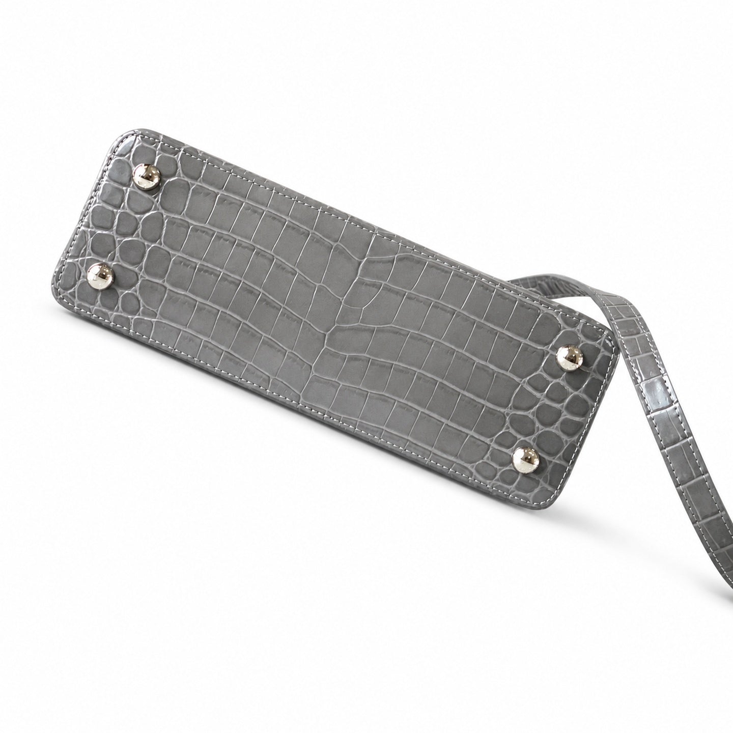 Louis Vuitton Capucines Medium Croc-Embossed Leather Gray Silver Handbag