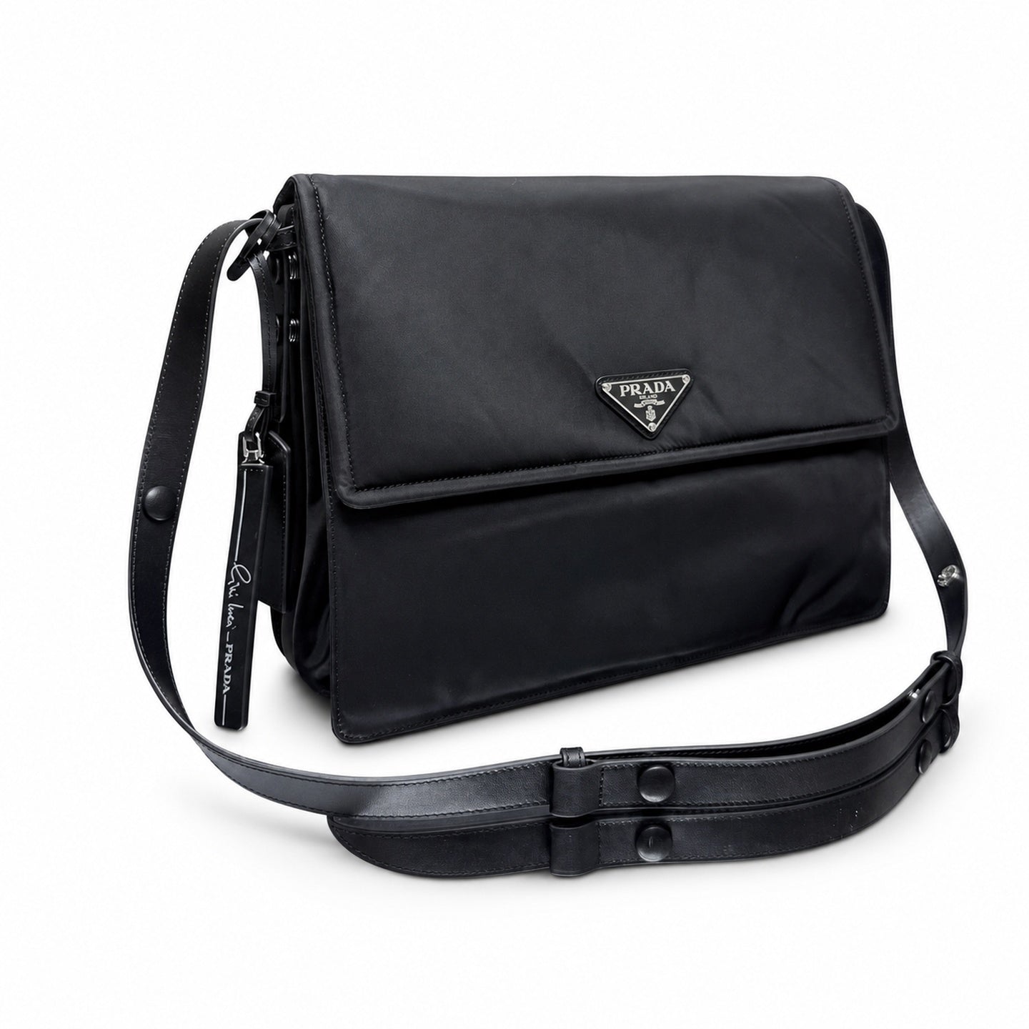 Prada Re-Nylon Large Leather Shoulder Bag