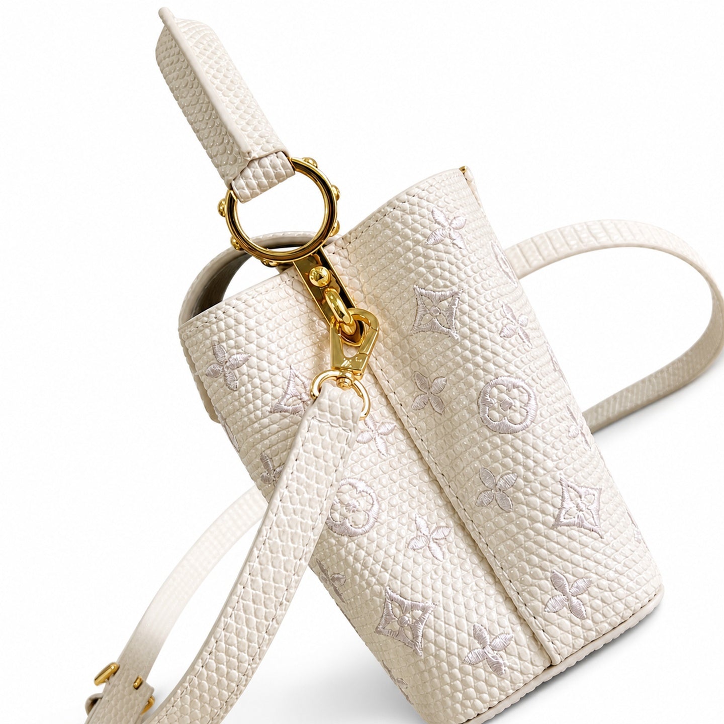 Louis Vuitton Capucines Mini Embroidered Leather White Handbag