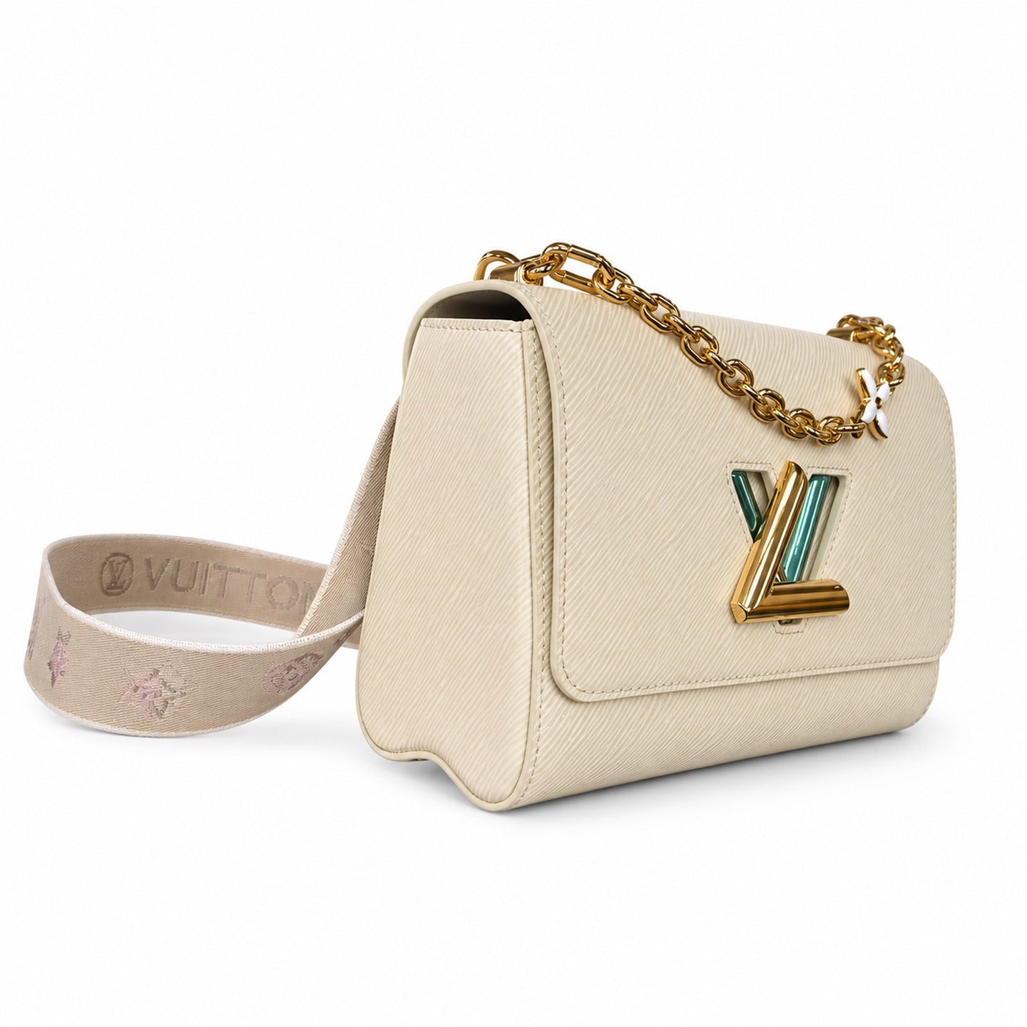 Louis Vuitton Twist Medium Embroidered Leather White Handbag