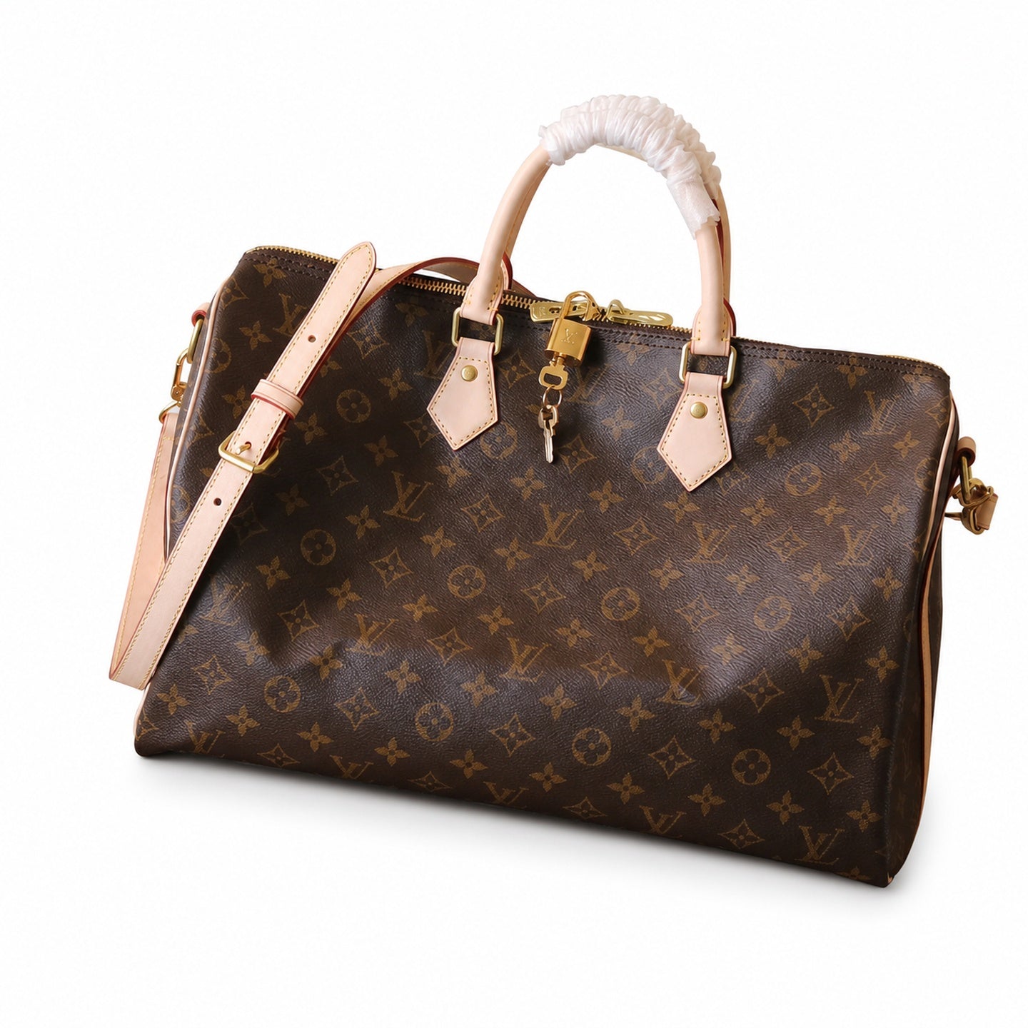 Louis Vuitton Speedy Bandouliere Canvas Leather Handbag