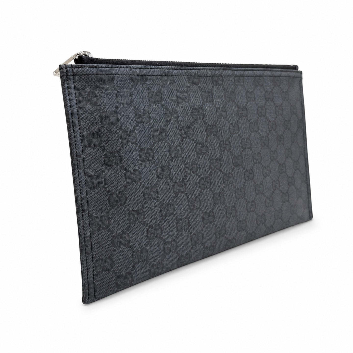 Gucci Small Canvas Leather Black Silver Clutch