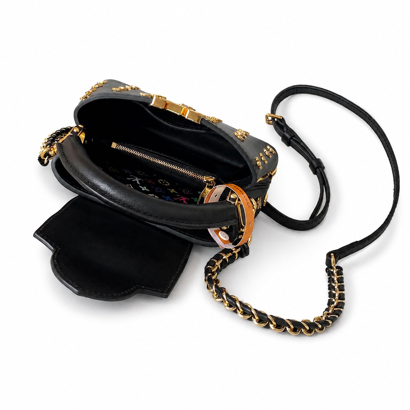 Louis Vuitton Takashi Murakami Leather Black White Handbag