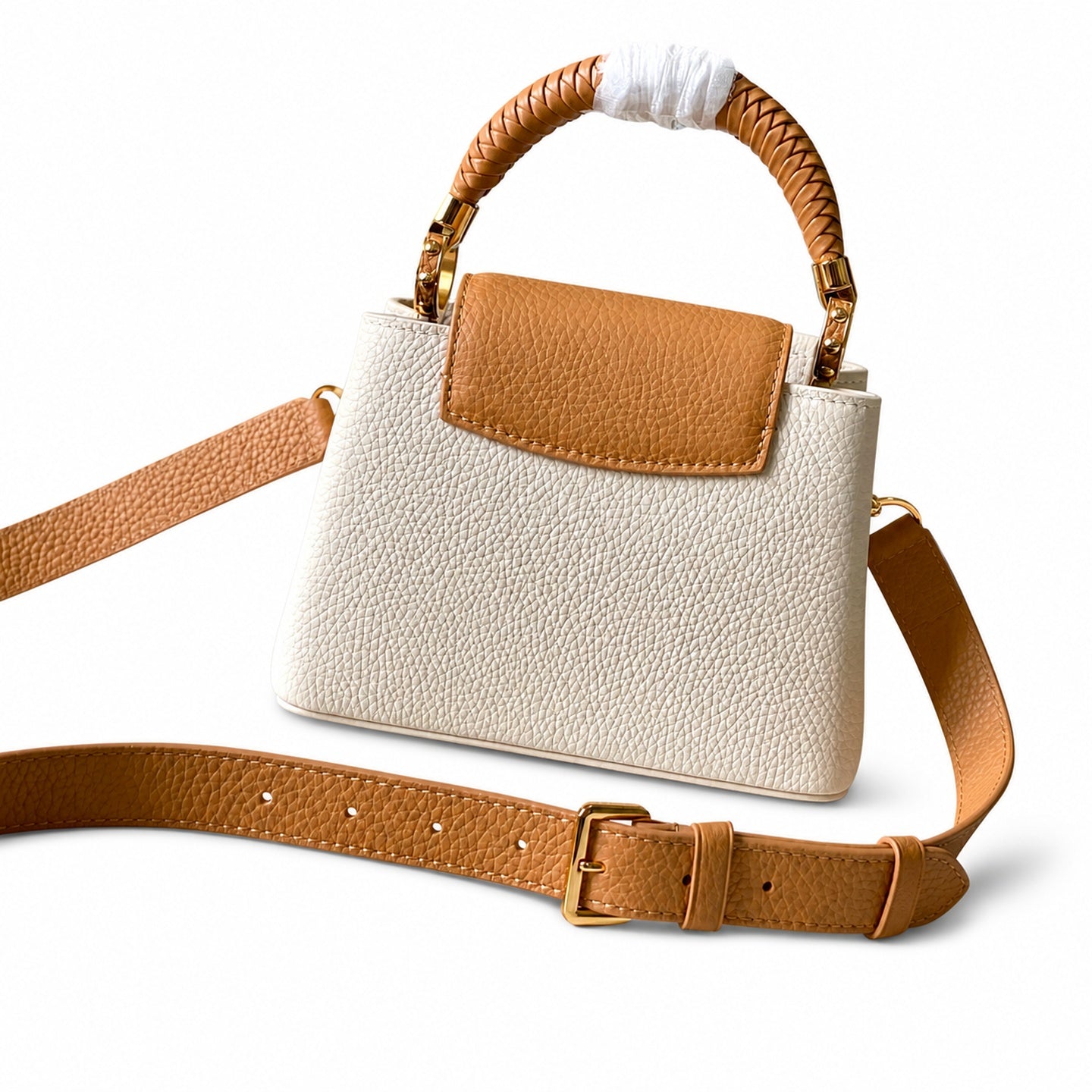 Louis Vuitton Capucines Leather White Brown Handbag