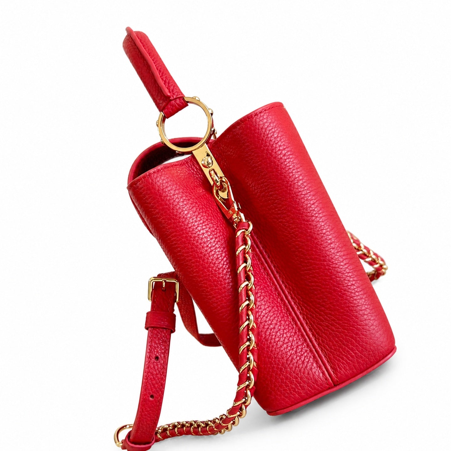 Louis Vuitton Capucines Takashi Murakami Small Denim Leather Red Gold Handbag