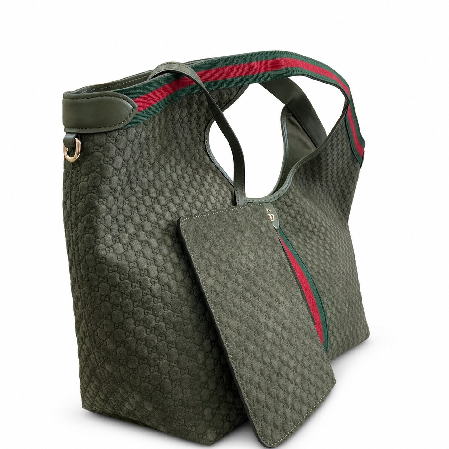 Gucci Giglio Cotton Suede Canvas Velvet Red Green Gold Handbag