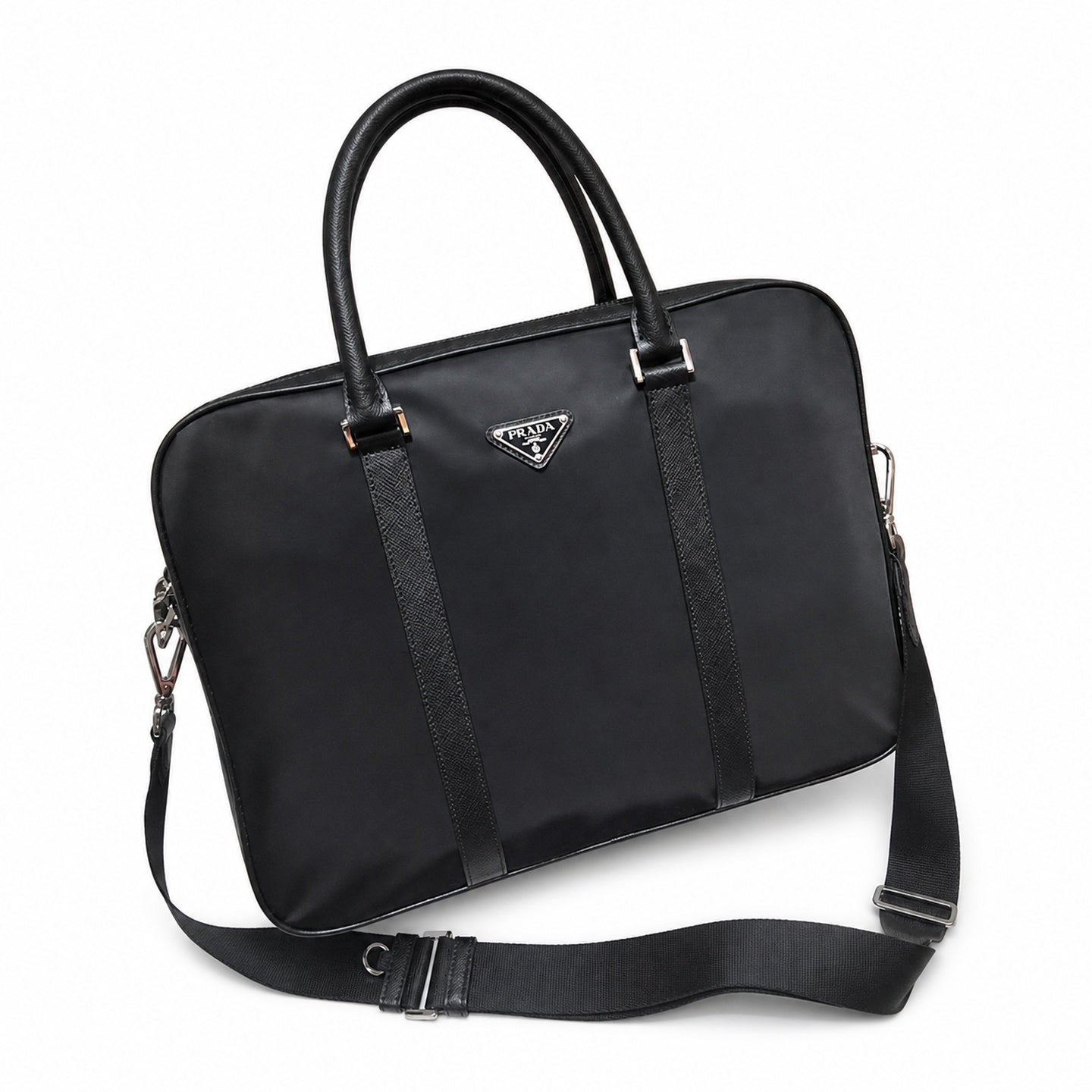 Prada Saffiano Small Nylon Leather Briefcase
