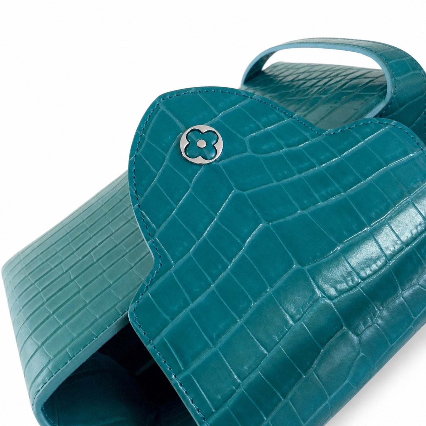 Louis Vuitton Capucines Medium Croc-Embossed Leather Green Silver Handbag
