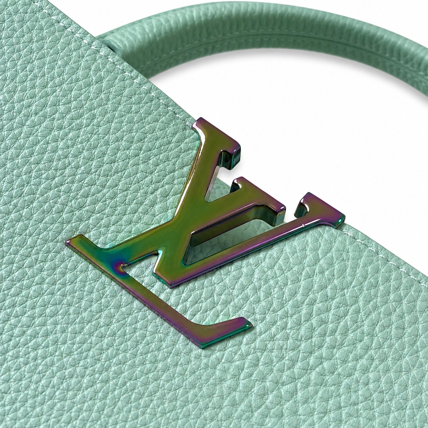 Louis Vuitton Capucines Mini Leather Green Gold Handbag