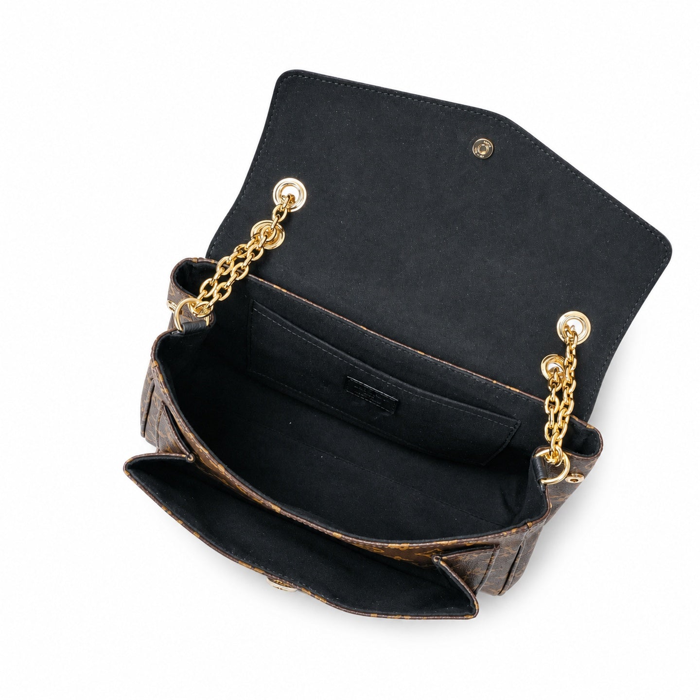Louis Vuitton Canvas Leather Black Gold Handbag