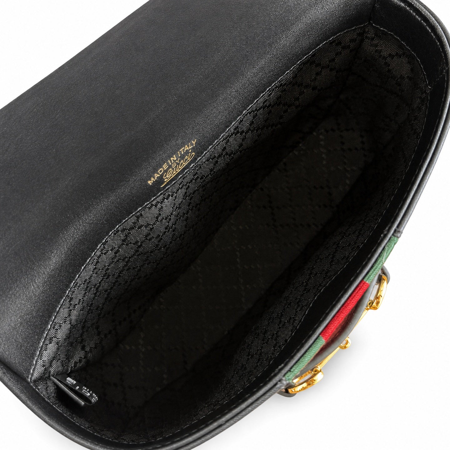 Gucci Horsebit 1955 Canvas Leather Black Beige Brown Gold Bag