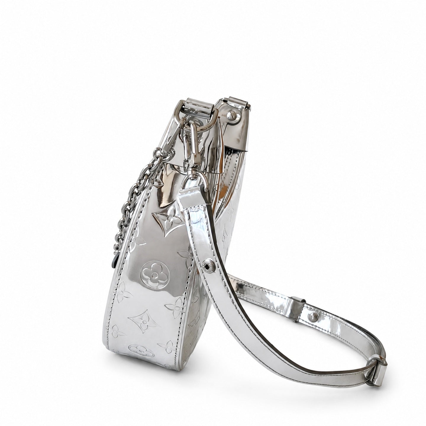 Louis Vuitton Loop Small Canvas Patent Leather Silver Handbag