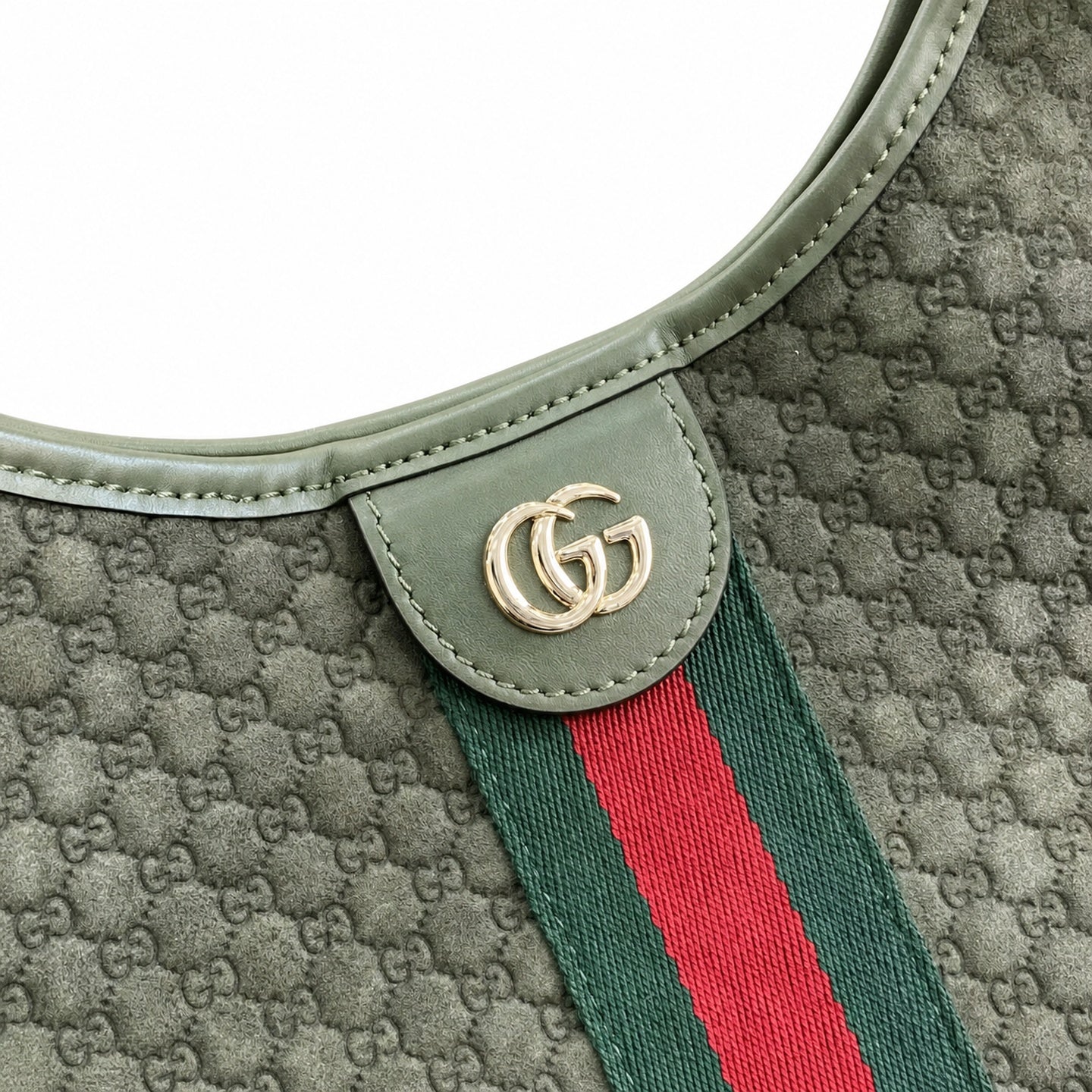 Gucci Giglio Cotton Suede Canvas Velvet Red Green Gold Handbag