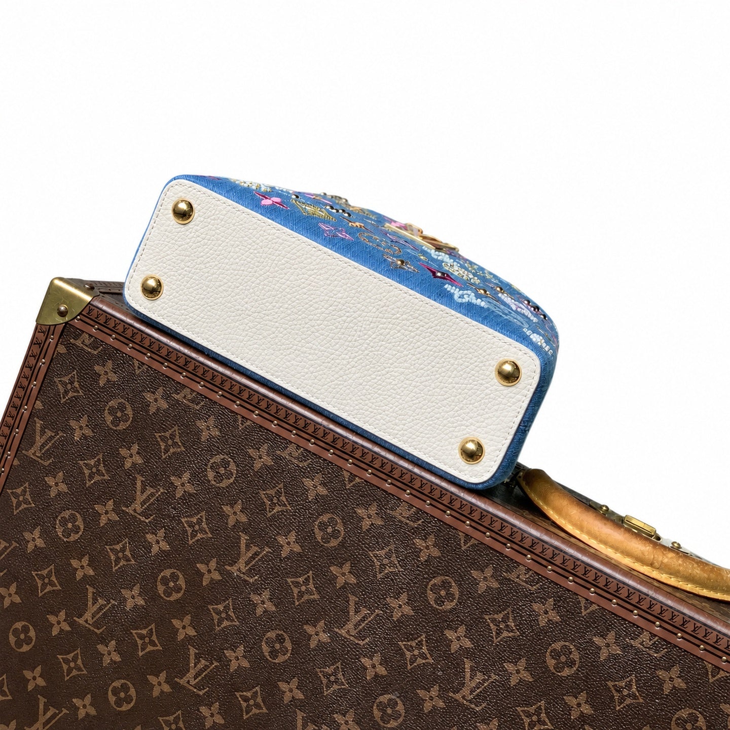 Louis Vuitton Capucines Small Embroidered Denim Leather Handbag