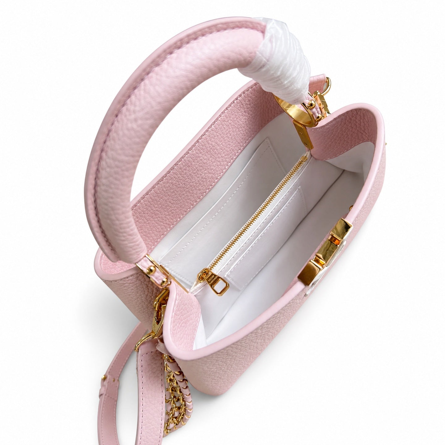 Louis Vuitton Capucines Small Knit Leather Pink Handbag