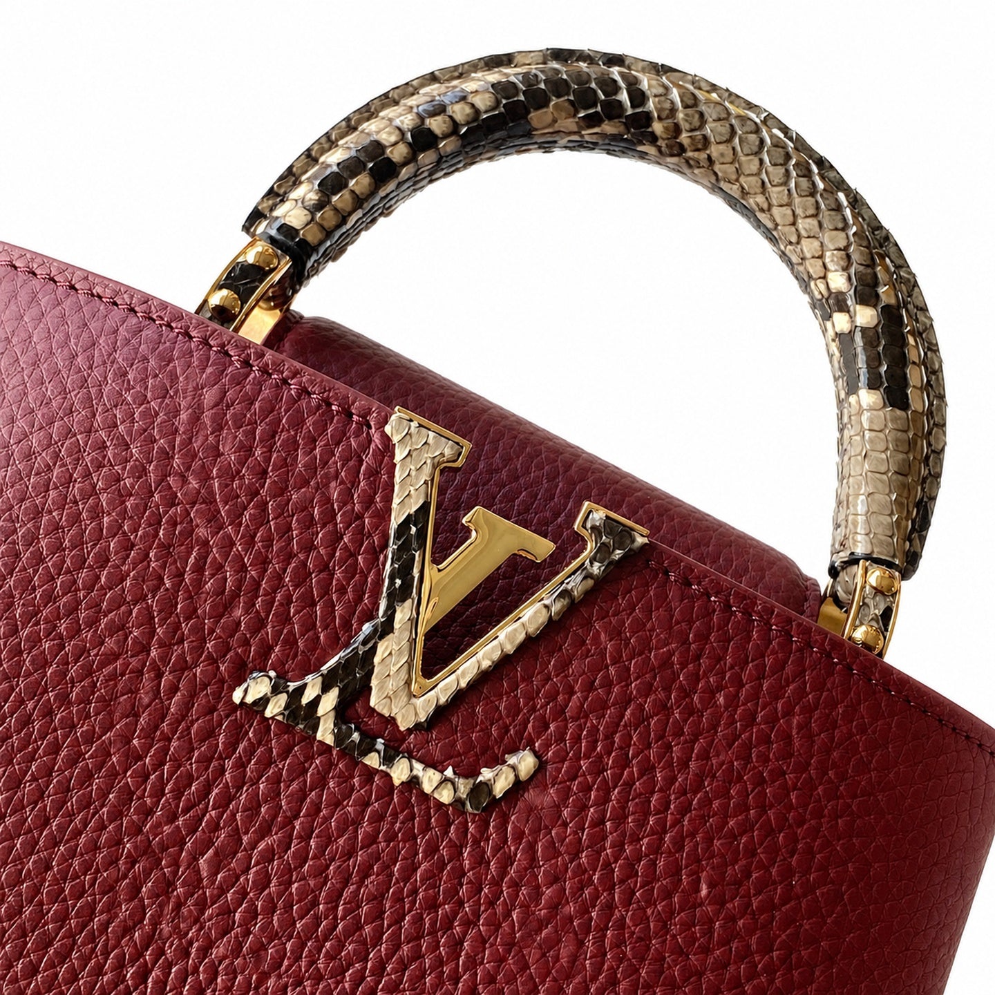 Louis Vuitton Capucines Mini Snakeskin Leather Gold Handbag