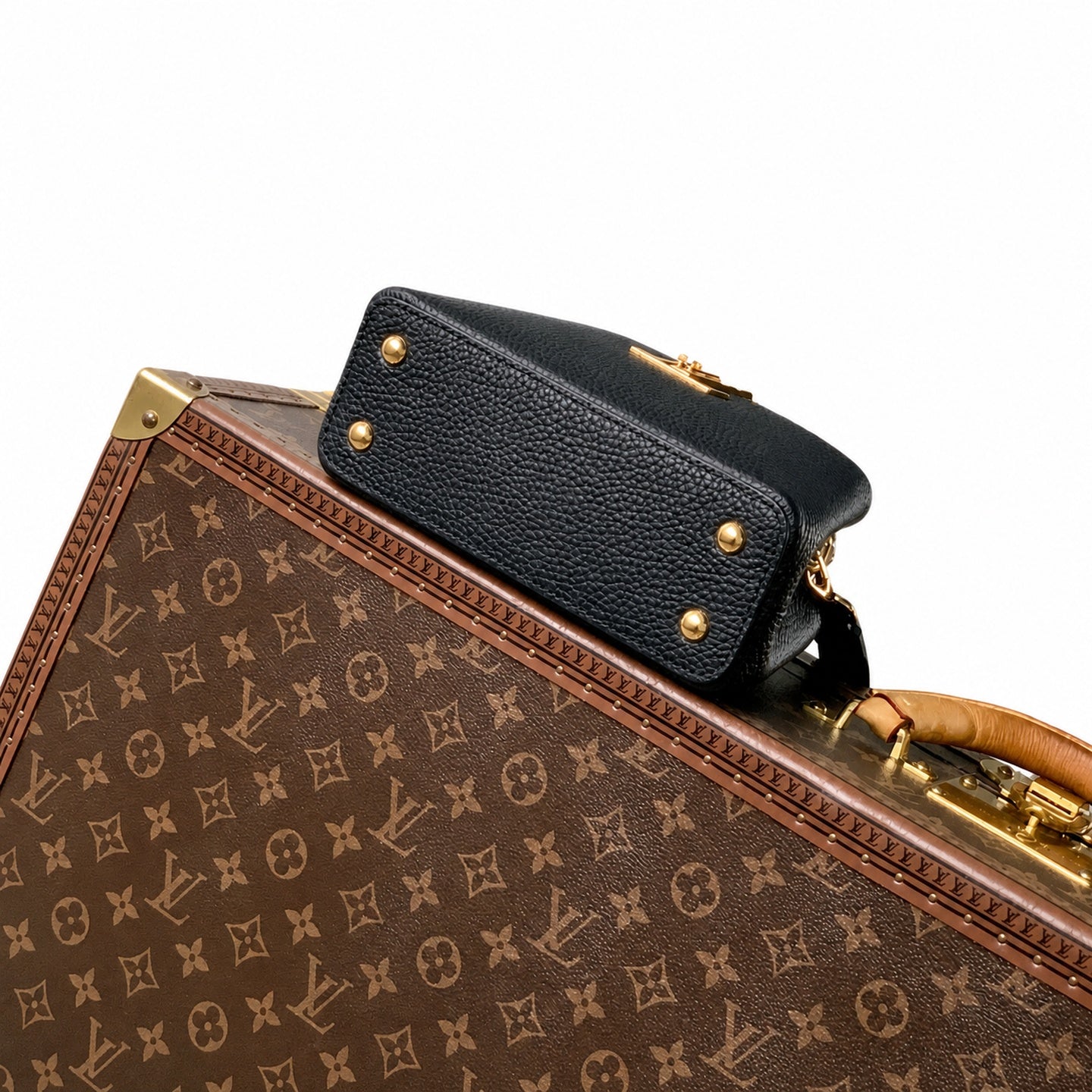 Louis Vuitton Capucines Mini Leather Black Gold Handbag