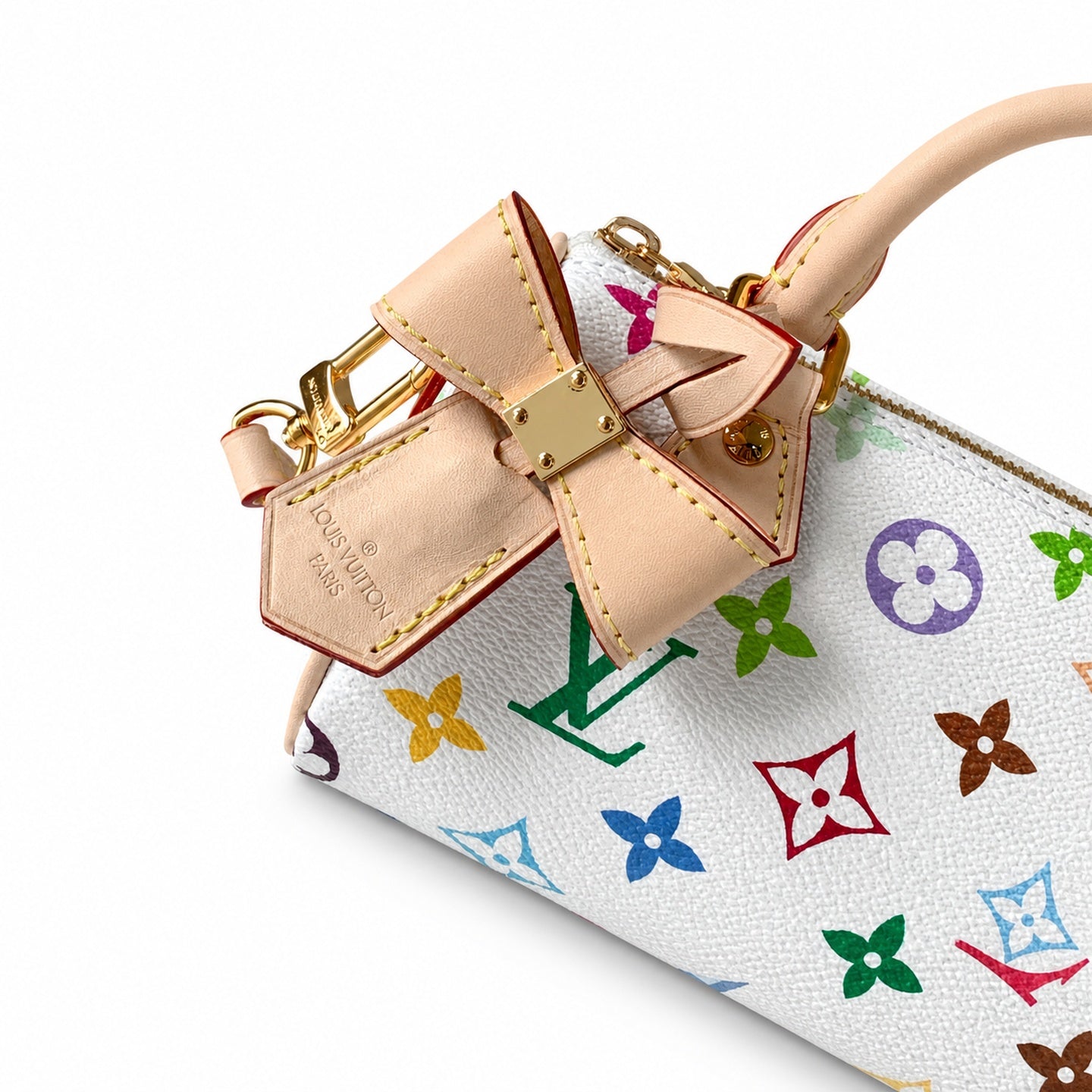 Louis Vuitton Speedy Takashi Murakami Canvas Leather White Handbag