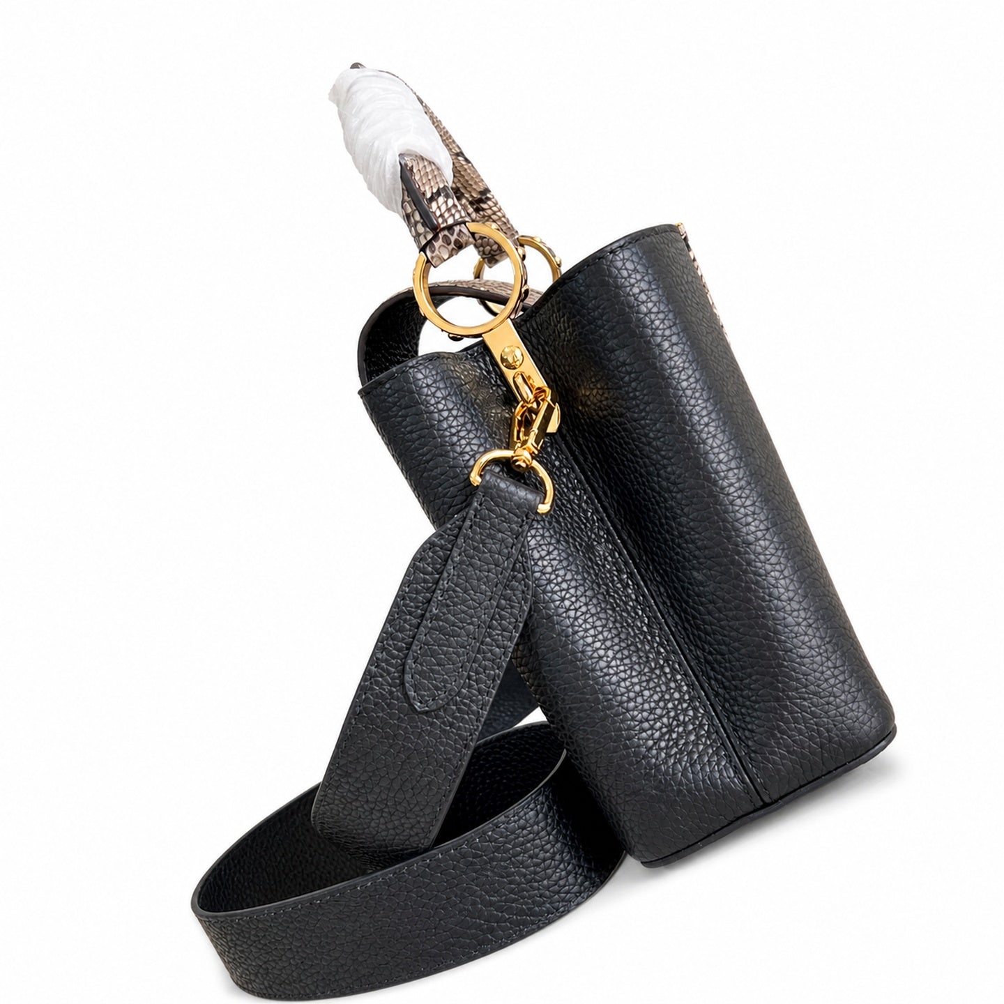 Louis Vuitton Capucines Small Snakeskin Leather Black Handbag
