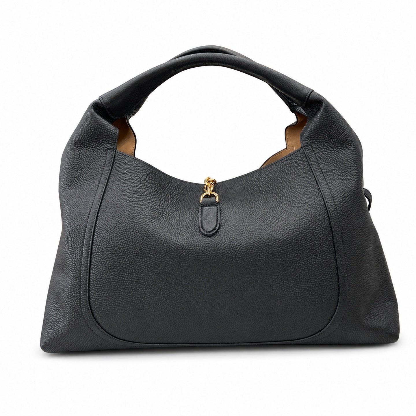 Gucci Horsebit Large Leather Black Brown Gold Bag