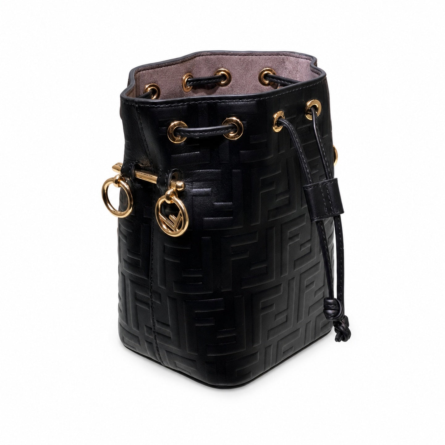 Fendi Mon Tresor Small Leather Black Bucket Bag
