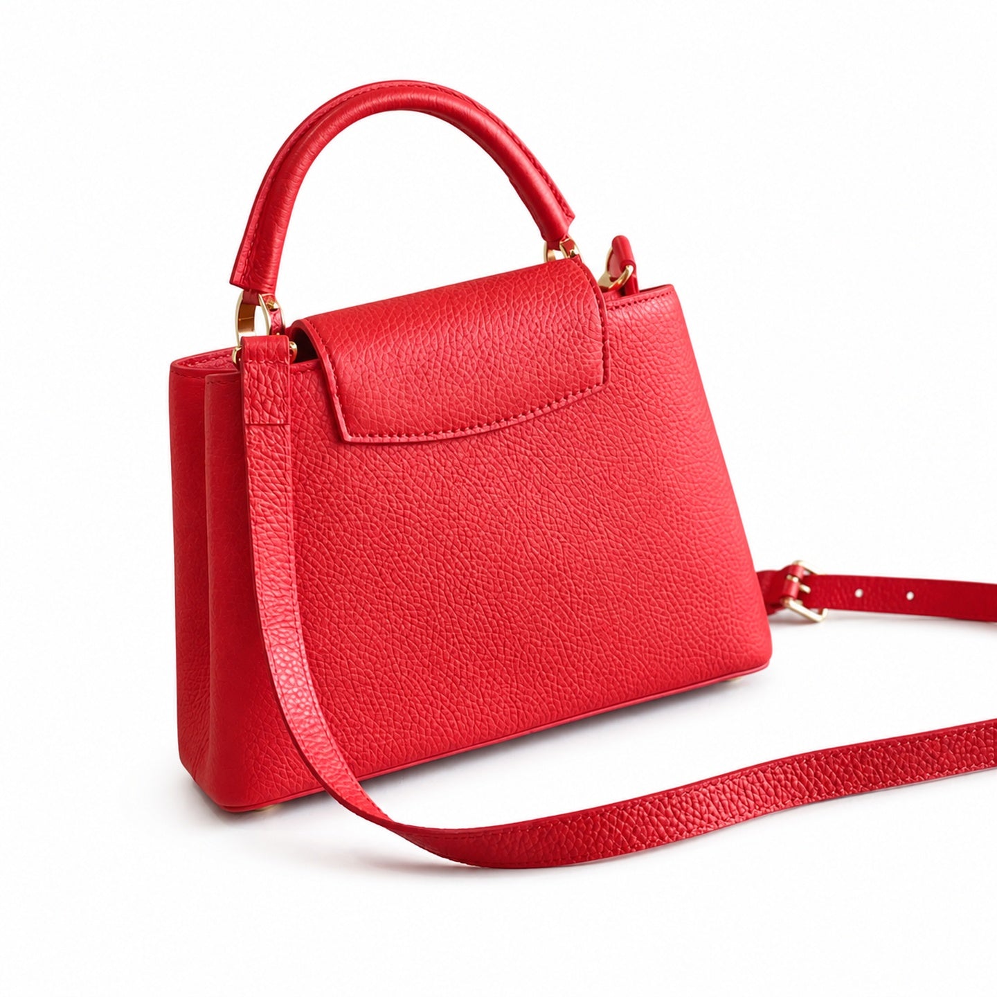 Louis Vuitton Capucines Small Leather Red Gold Handbag