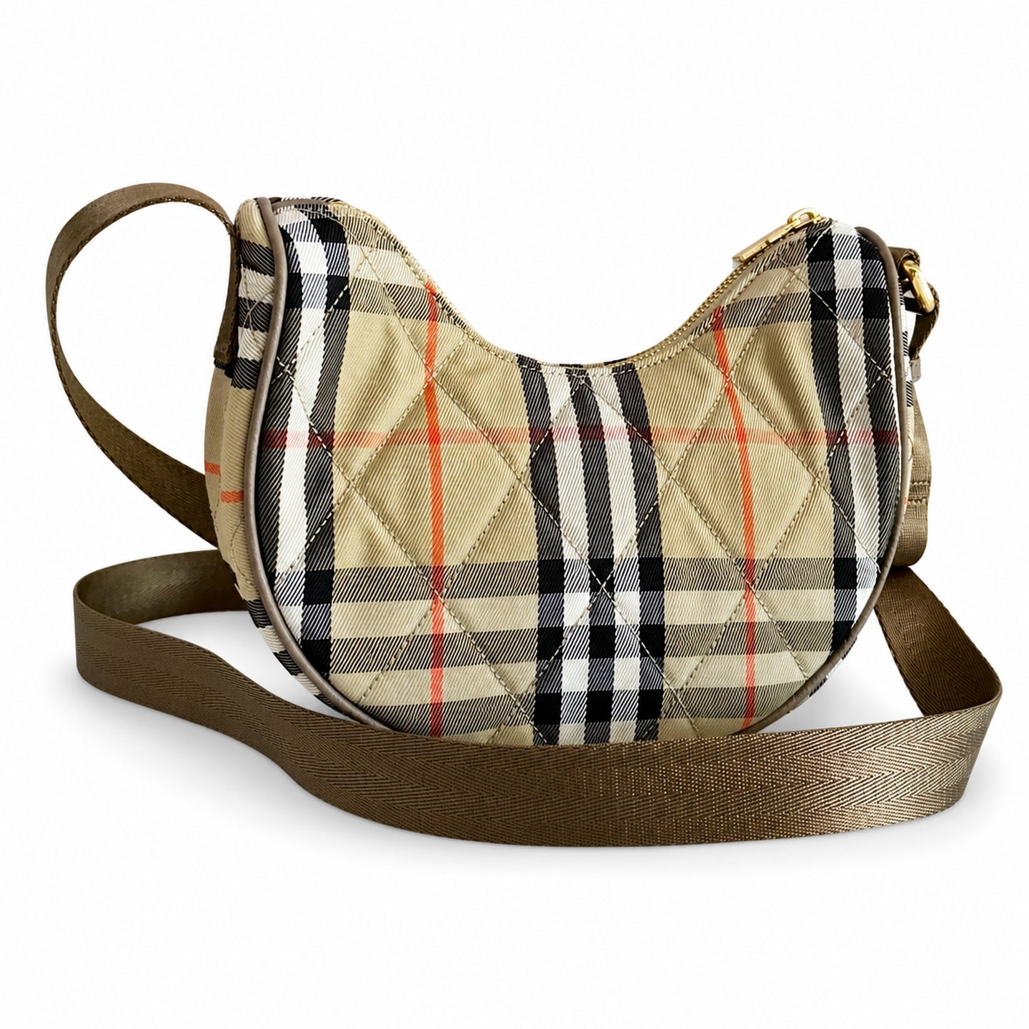 Burberry Horseshoe Quilted Check Crossbody Bag