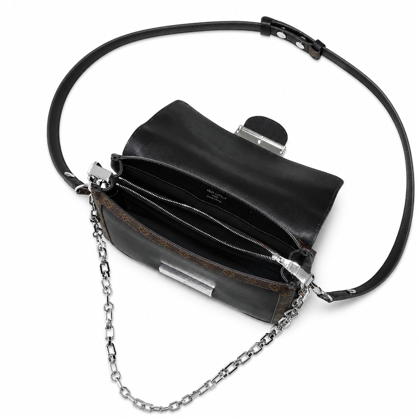 Louis Vuitton Dauphine Medium Canvas Leather Black Handbag