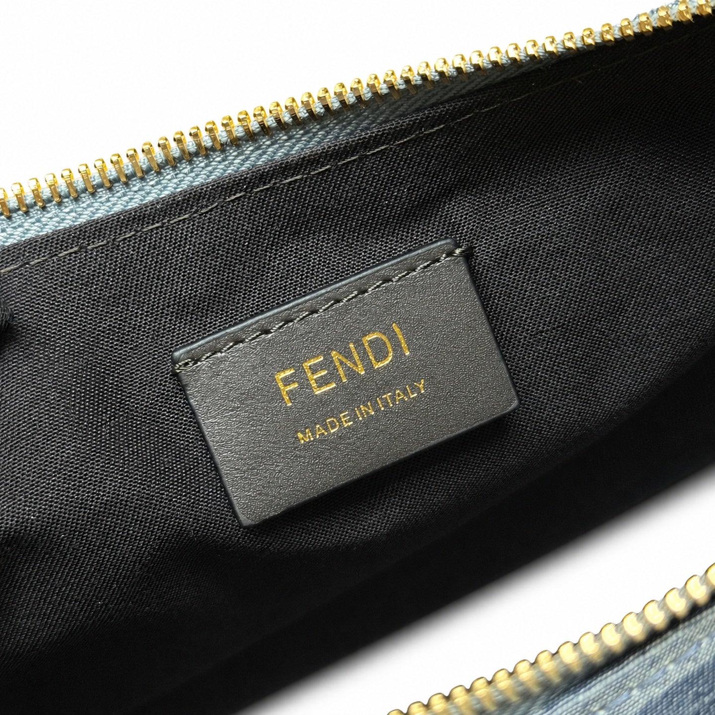 Fendi Fendigraphy Small Denim Leather Beige Blue Hobo Bag