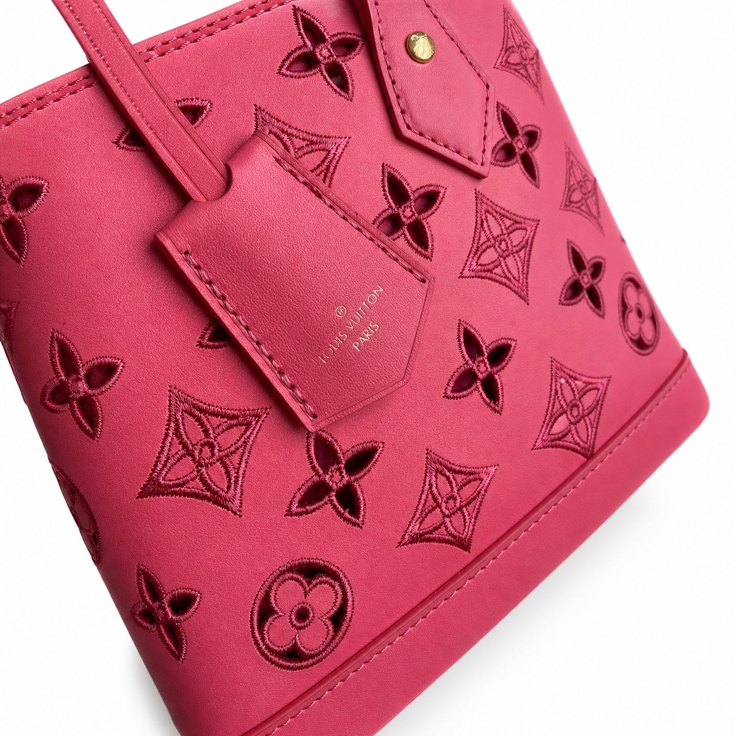 Louis Vuitton Alma Embroidered Leather Red Handbag