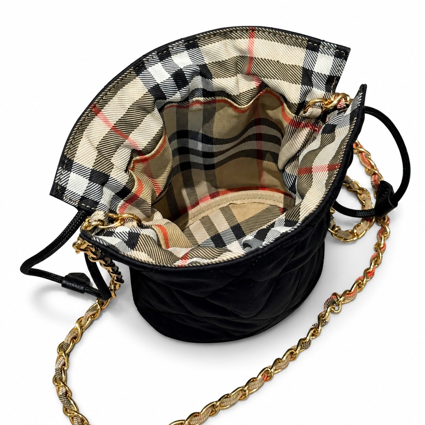 Burberry Horseshoe Quilted Leather Check Bag