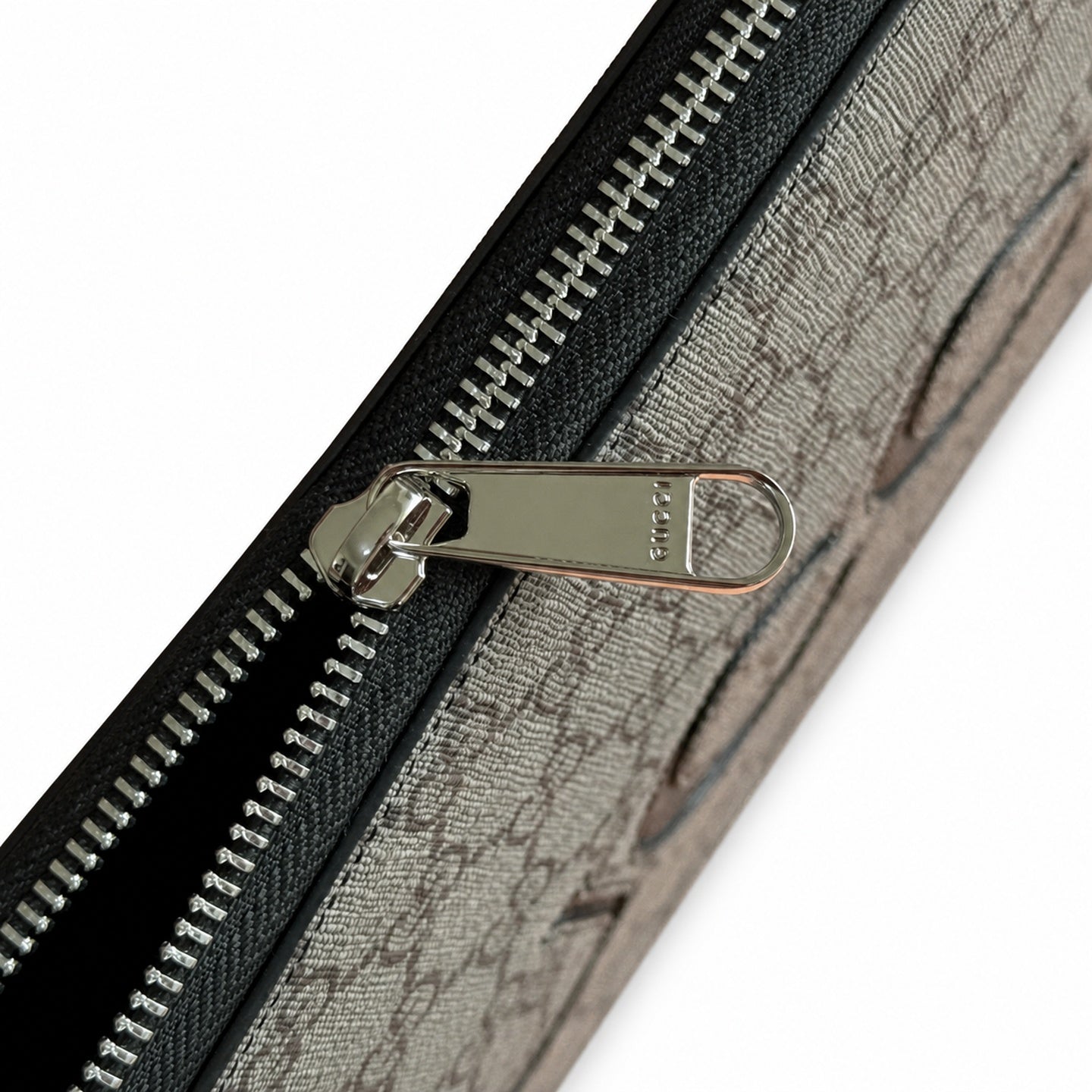 Gucci Supreme Cotton Canvas Leather Black Gray Clutch