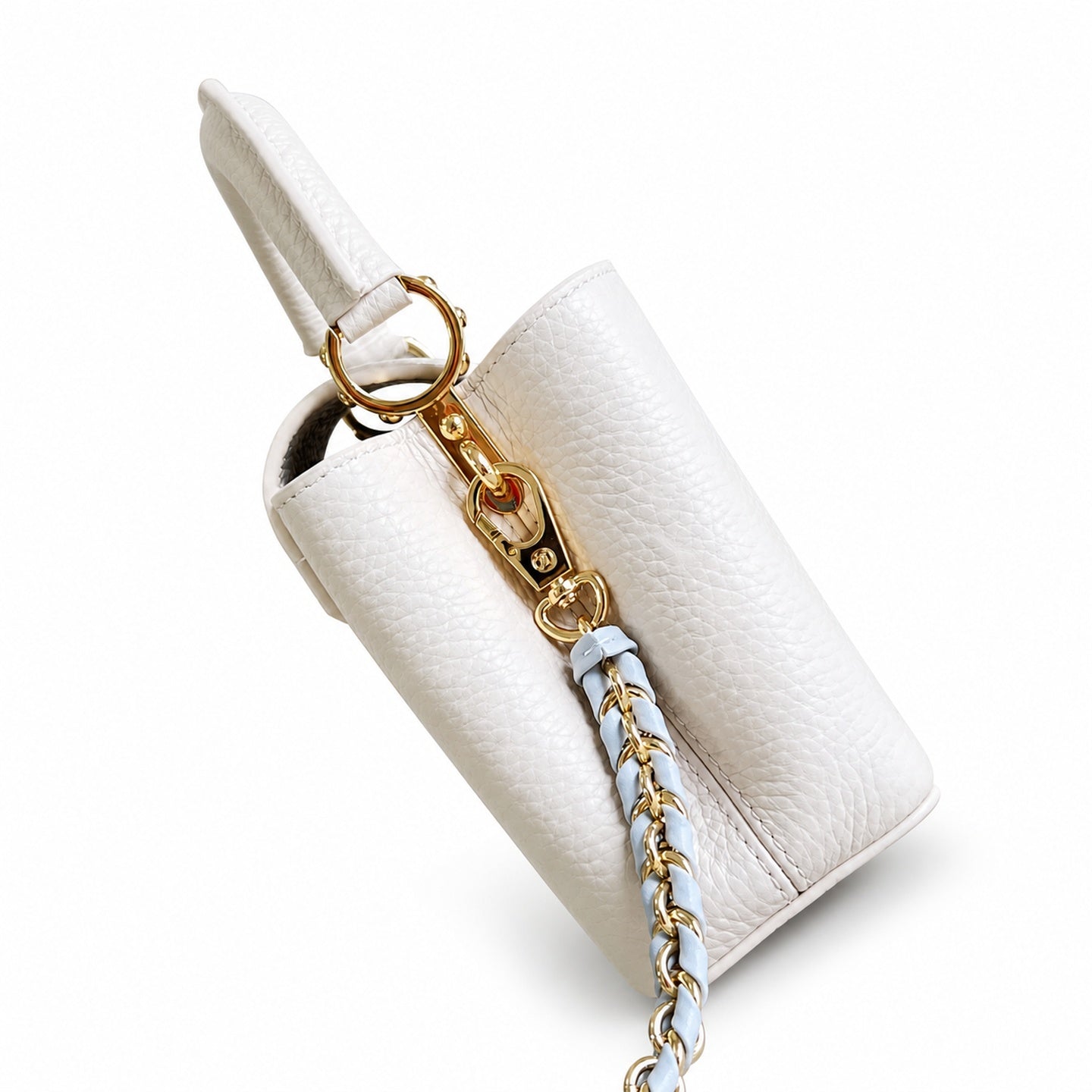 Louis Vuitton Capucines Mini Leather White Blue Handbag